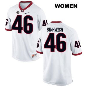 Women's Georgia Bulldogs NCAA #46 Frank Sinkwich Nike Stitched White Authentic College Football Jersey GSO5154ZD